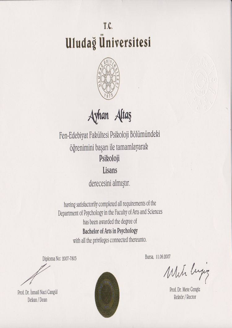 Buy college degree from the Uludag Üniversitesi