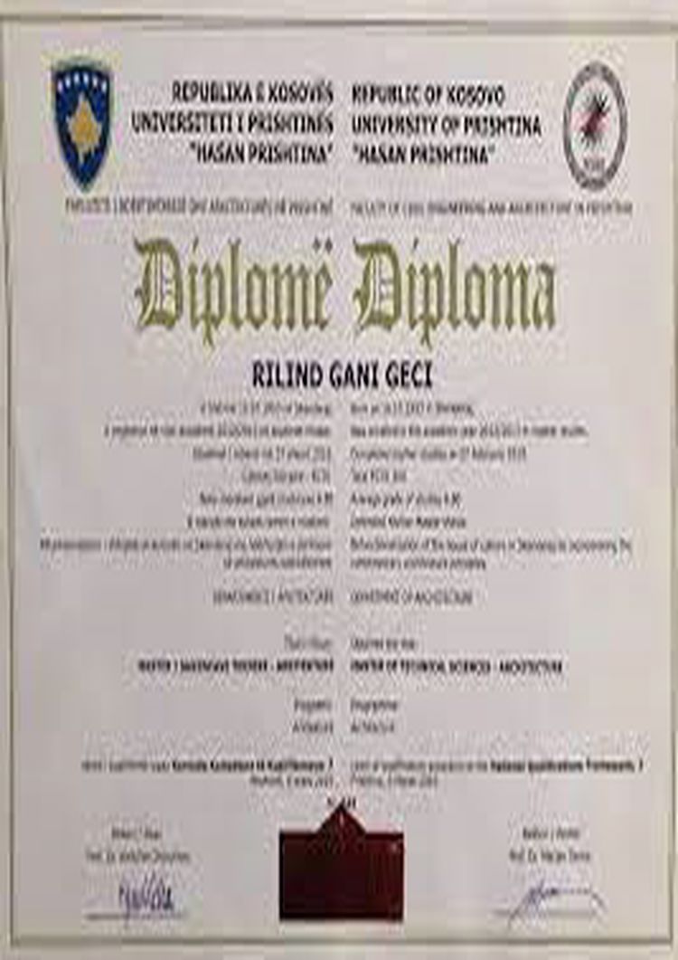 Buy college degree from the Universiteti i Prishtinës